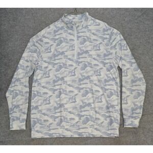 Waggle Pullover Mens Large White Gray Camo Quarter Zip Golf Mock Neck Stretch